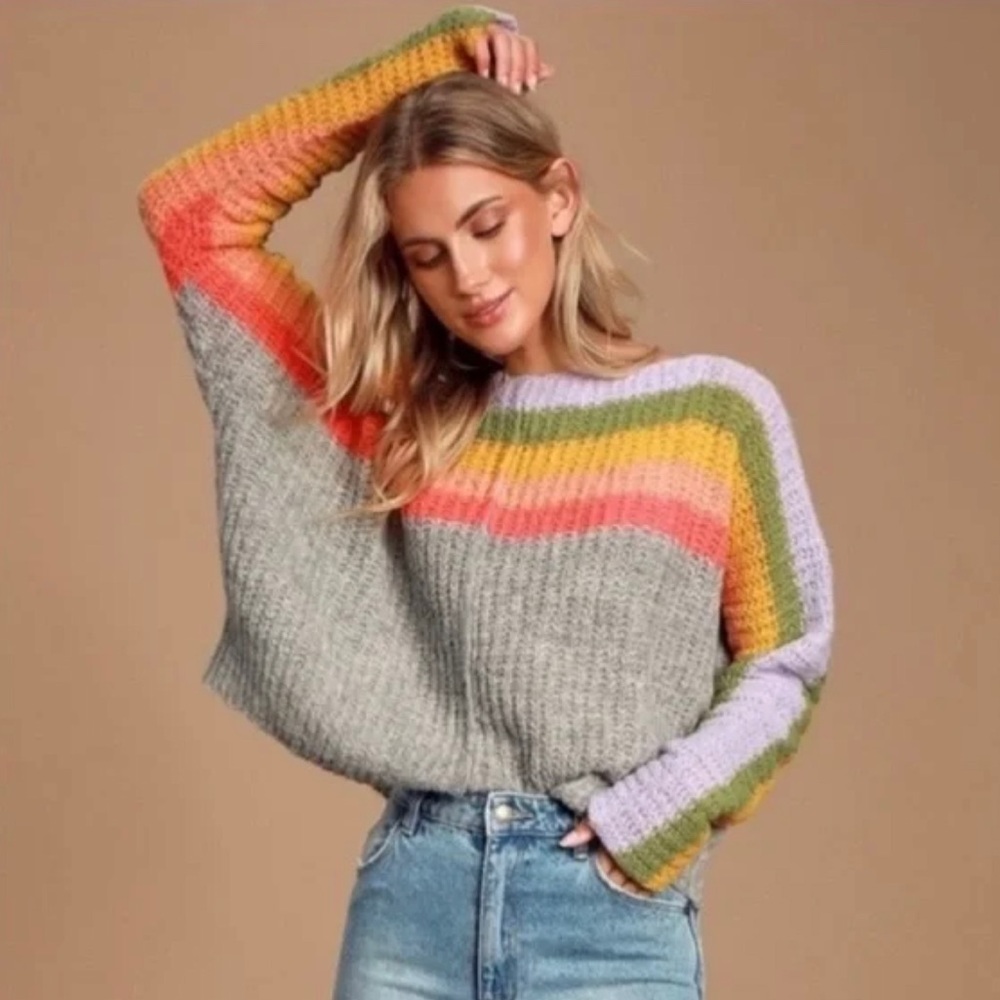Free People See The Rainbow Alpaca Blend Crewneck Sweater